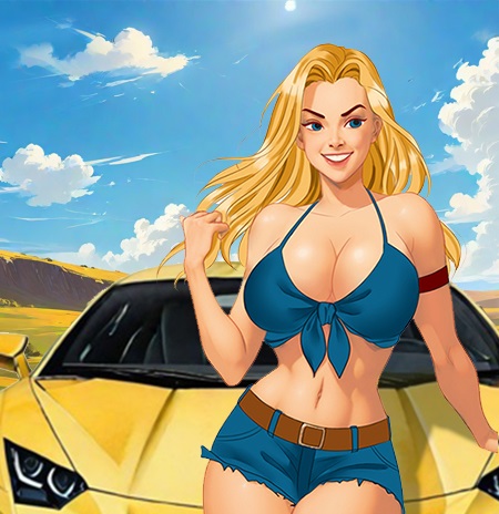 Step by step - Drawing a sexy blonde girl with supercar - Image 12
