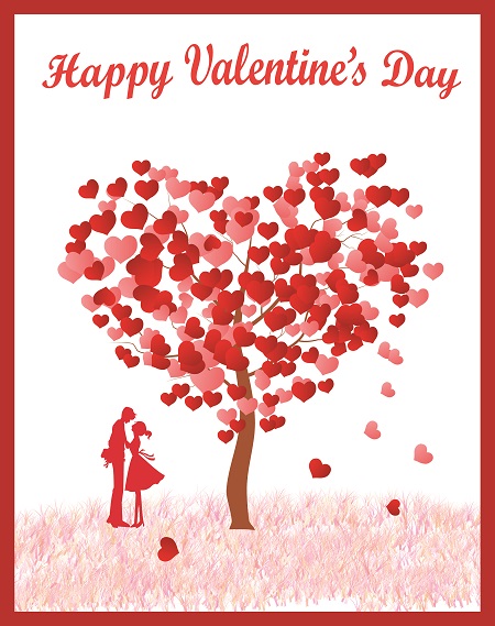 Valentine's greeting card with heart-shaped tree